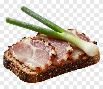 Open-Faced Sandwich With Ham And Green Onions PNG