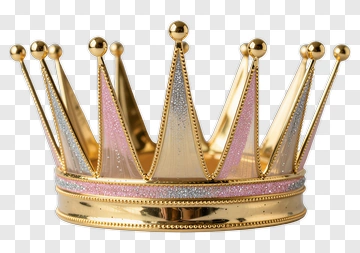 Gold Crown With Pink And Silver Accents PNG