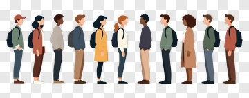 Diverse Group Of People Standing In Line PNG