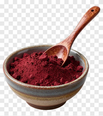 Bowl Of Red Powder With Wooden Spoon PNG