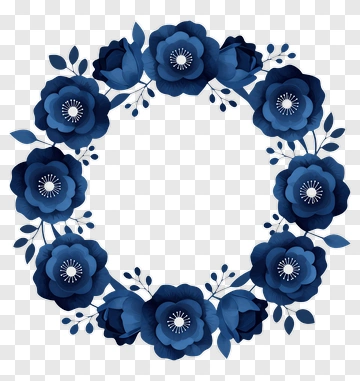 Blue Floral Wreath PNG