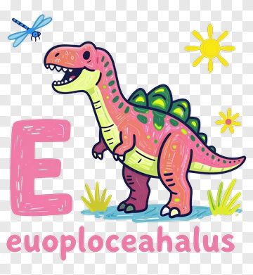 Cartoon Euoplocephalus Dinosaur With Colorful Background PNG