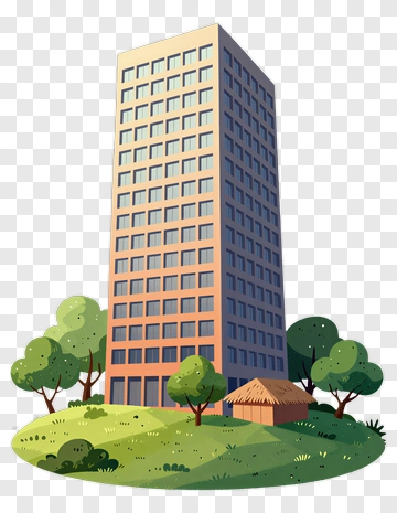 Modern Building Surrounded By Trees And Grass PNG