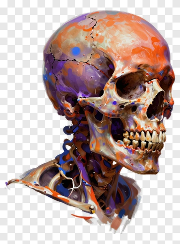 Colorful Skull Illustration PNG