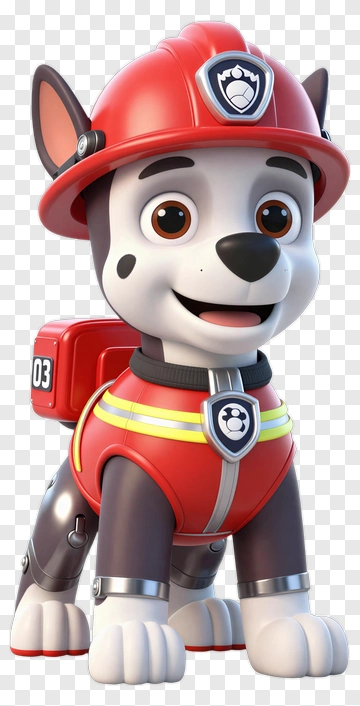 3D Firefighter Dog Character PNG