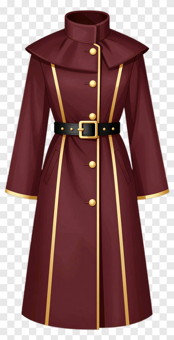 Maroon Coat With Gold Trim PNG