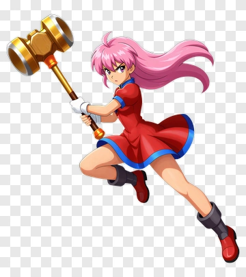 Anime Character Holding A Hammer PNG