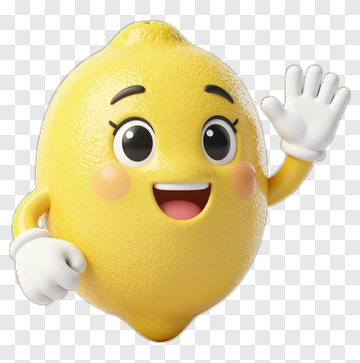 Cartoon Lemon Waving Hello PNG