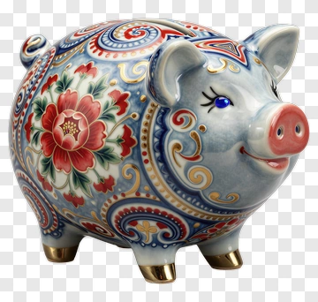 Decorative Piggy Bank PNG