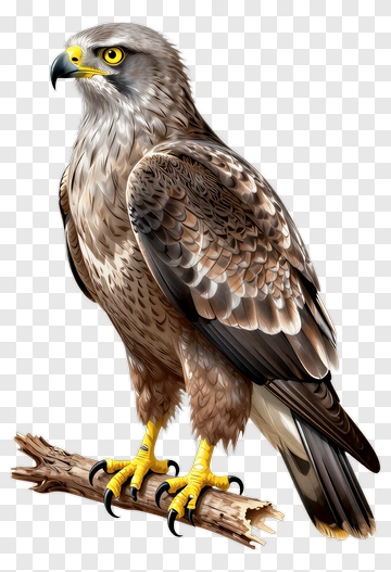 Realistic Hawk Perched On A Branch PNG