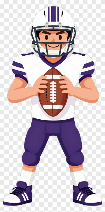 Cartoon Football Player Holding A Football PNG