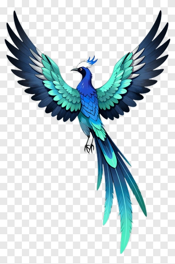 Colorful Phoenix With Outstretched Wings PNG