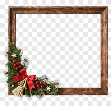 Christmas Frame With Pine And Bells PNG