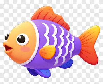 Cartoon Fish With Colorful Scales PNG