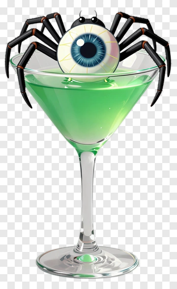 Halloween Cocktail With Spider And Eyeball PNG