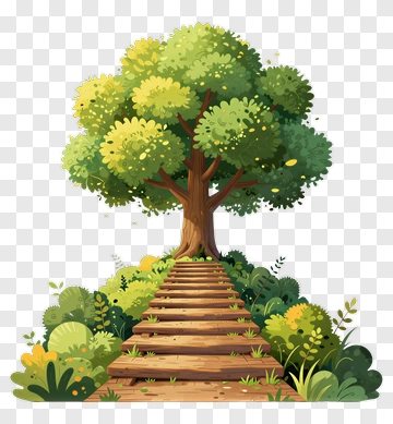 Colorful Tree In A Lush Garden PNG
