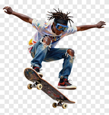 Skateboarder Performing A Trick PNG