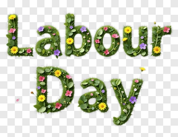 Labour Day Floral Text Design PNG