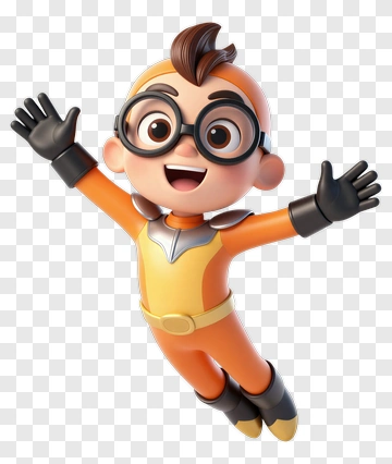 Cartoon Boy In An Orange Superhero Costume PNG