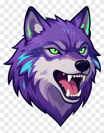 Cartoon Purple Wolf Head PNG