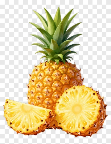Realistic Pineapple With Slices PNG
