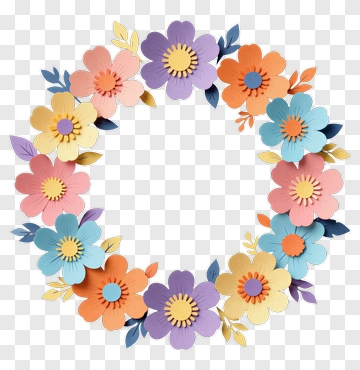 Colorful Floral Wreath PNG