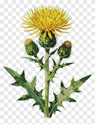 Yellow Dandelion Flower With Buds PNG