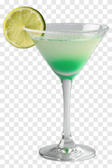 Green Cocktail With Lime Slice PNG