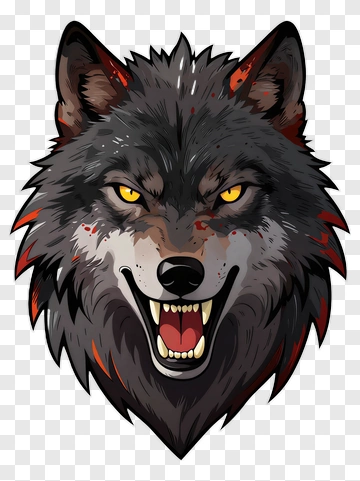 Angry Wolf Head Illustration PNG
