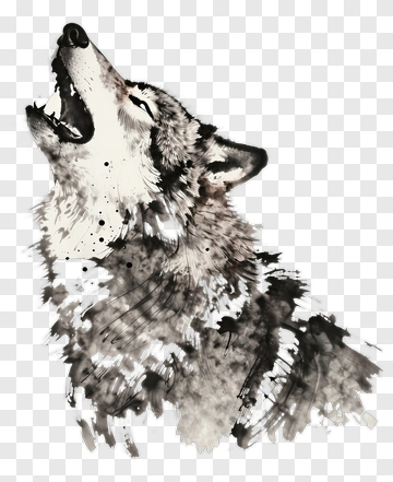 Wolf Howling In Watercolor Style PNG