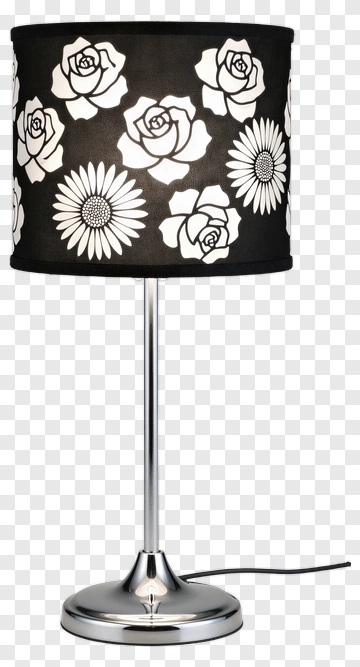 Black Floral Table Lamp PNG