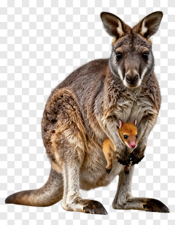 Kangaroo Holding A Baby Wallaby PNG