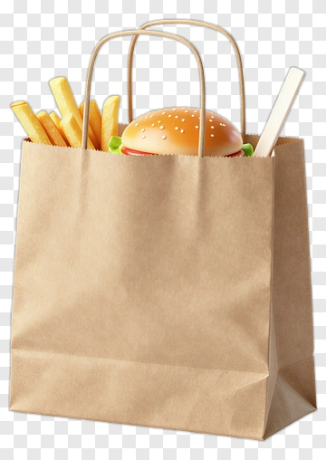 Takeout Bag With Burger And Fries PNG