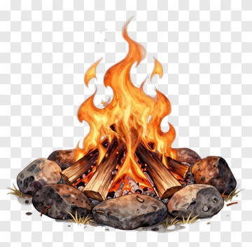 Campfire With Flames And Rocks PNG
