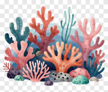 Colorful Coral Reef Illustration PNG
