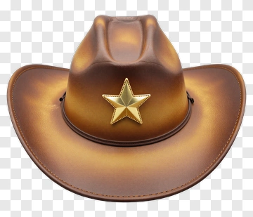 Brown Cowboy Hat With Star Emblem PNG