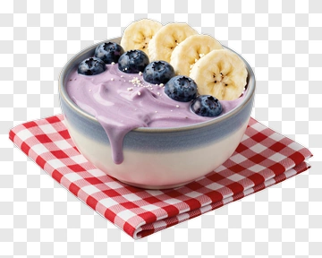 Bowl Of Yogurt With Blueberries And Bananas PNG