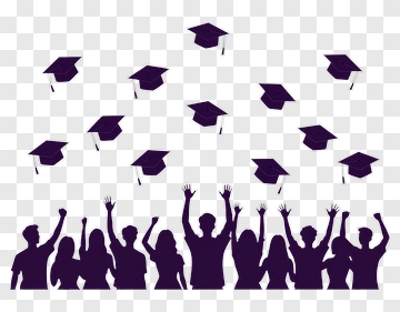 Graduation Celebration With Tossed Caps PNG