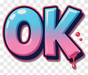 Colorful Ok Text Illustration PNG