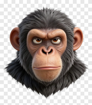 3D Cartoon Monkey Face PNG