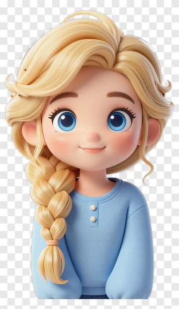 Cartoon Girl With Braided Hair PNG