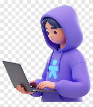 3D Person Using A Laptop PNG