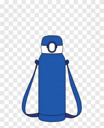 Blue Water Bottle With Strap PNG