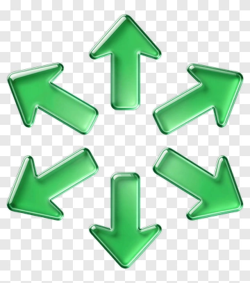 Green Arrows Pointing In Different Directions PNG