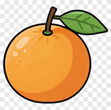 Cartoon Orange With Leaf PNG