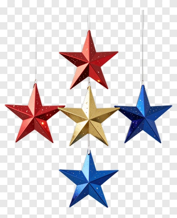Colorful Hanging Stars Decoration PNG