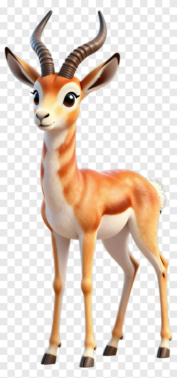 Cartoon Antelope Standing Proudly PNG