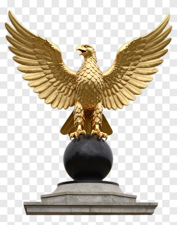 Golden Eagle Sculpture On A Black Sphere PNG