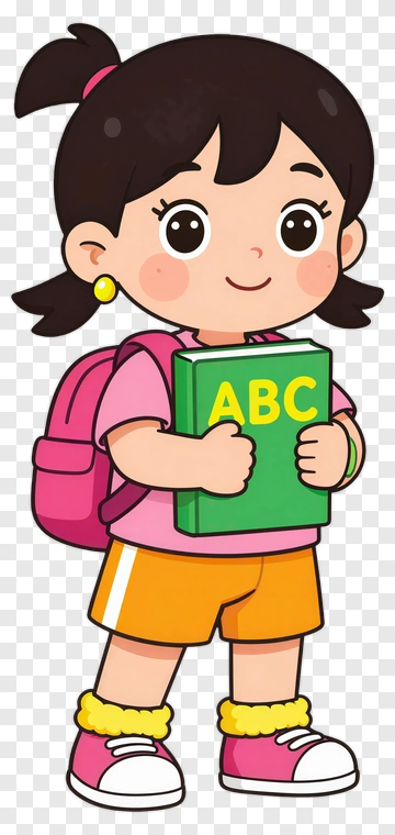 Cartoon Girl Holding An Abc Book PNG