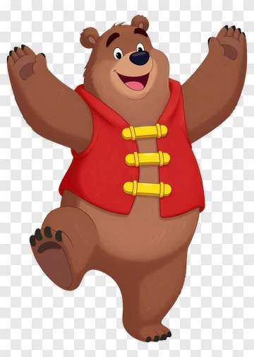 Cartoon Bear Dancing With A Red Vest PNG